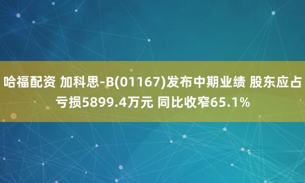 哈福配资 加科思-B(01167)发布中期业绩 股东应占亏损5899.4万元 同比收窄65.1%